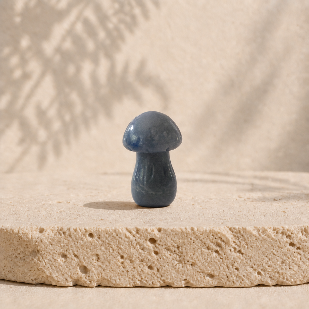 Polished Blue Aventurine crystal mushroom carving