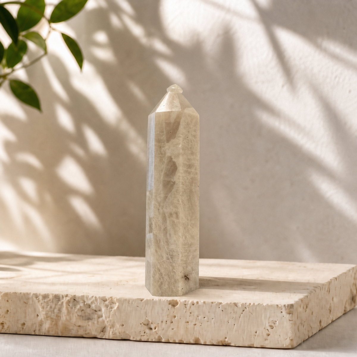 Blue Flash Moonstone crystal tower ME, exact piece
