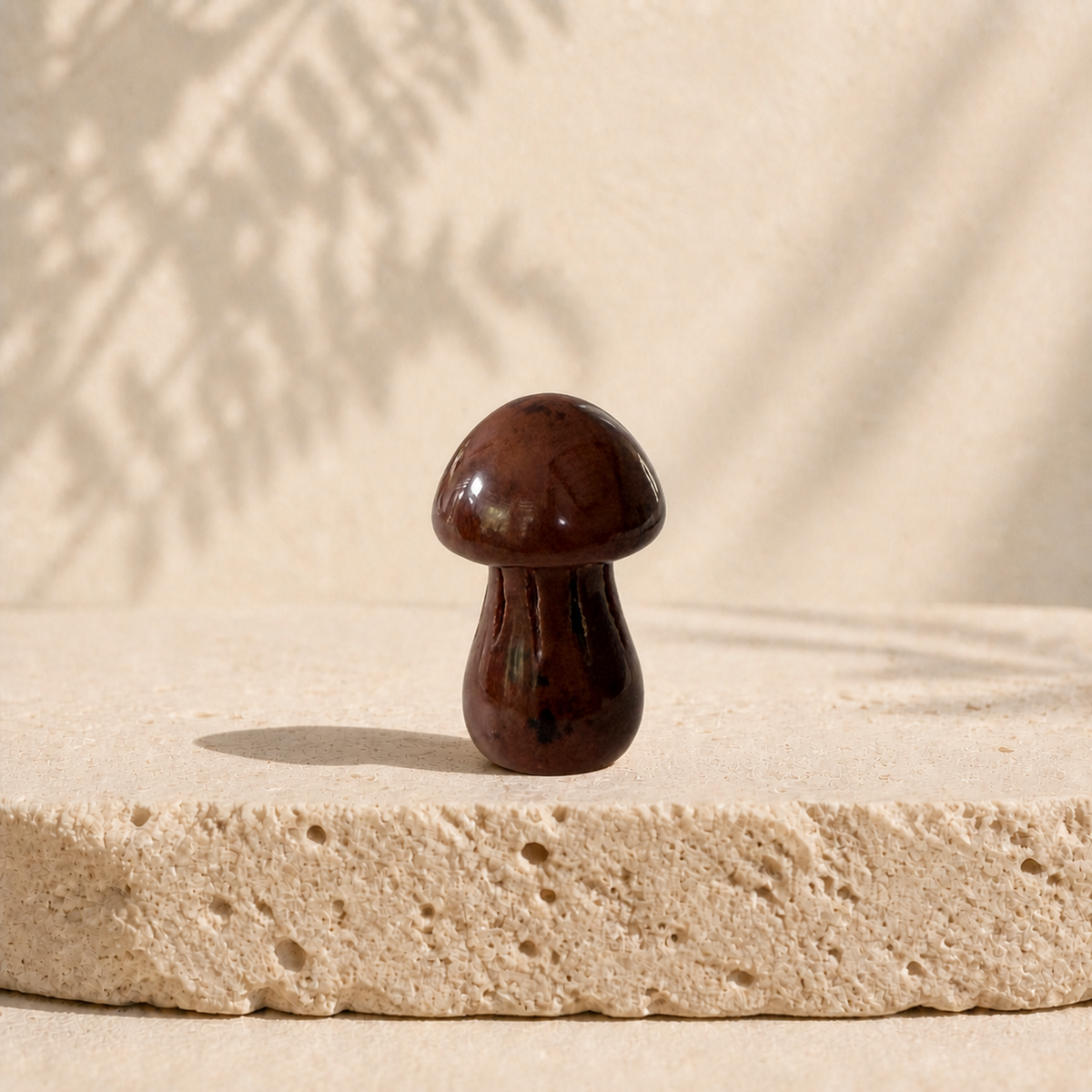 Polished Bronzite crystal mushroom carving