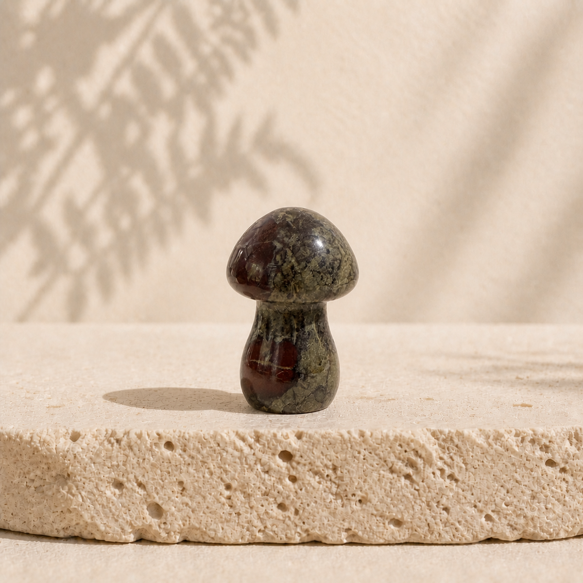 Polished Dragon Stone crystal mushroom carving