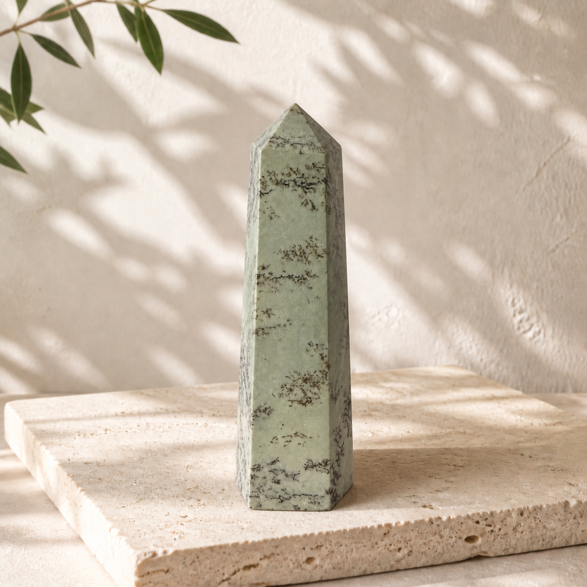 Dendritic Calcite tower DE back view showing sparse dendritic markings