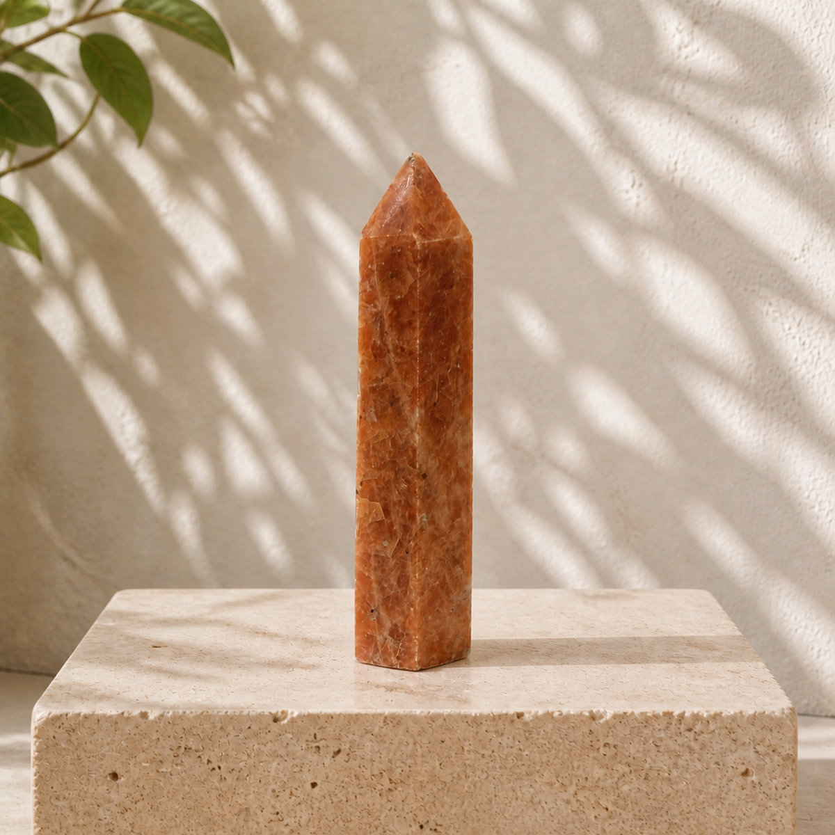 Tall polished orange Sunstone tower SL