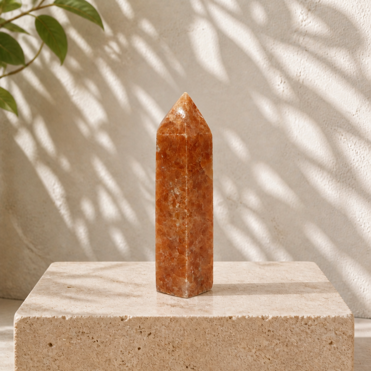 Polished orange Sunstone tower SM