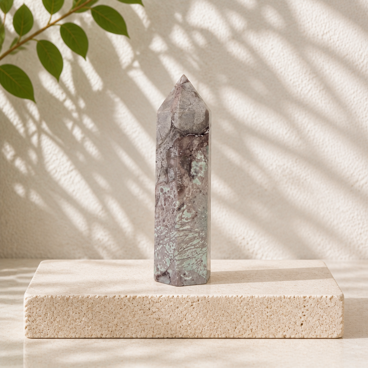 Variscite Malachite crystal point VJ