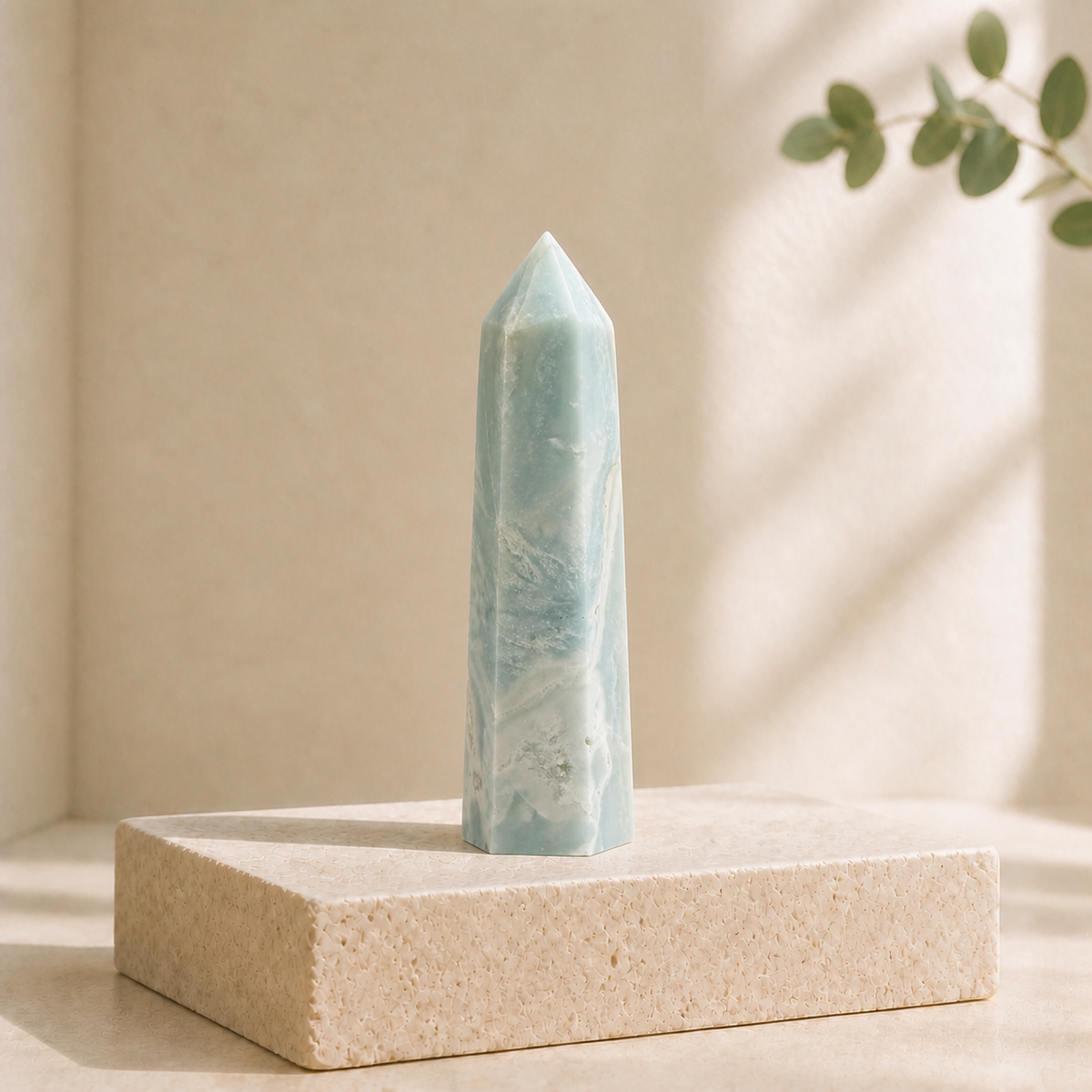 Smoky Amazonite tower TG with pale blue-green natural patterning